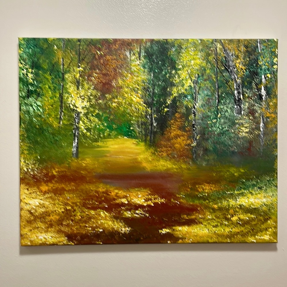 SOLD “TOUCH OF GOLD” ORIGINAL ACRYLIC LANDSCAPE PAINTING by me - Picture 2 of 2